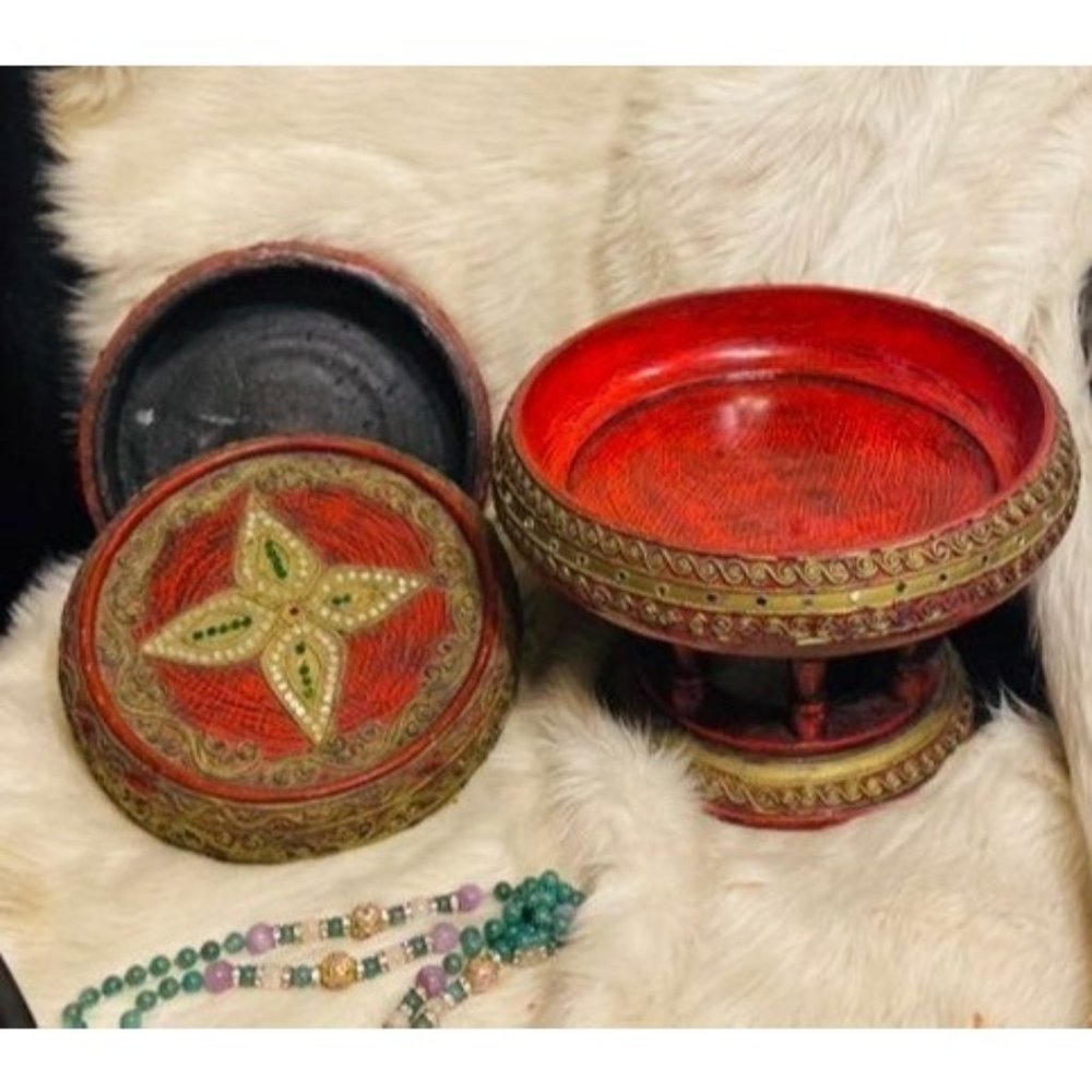 trays plates box set wood vintage dining decor jewelry organizer
